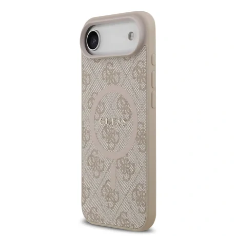 Husa spate Guess din piele PU 4G cu inel colorat MagSafe pentru iPhone Air, roz