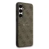 Husa spate Guess din piele PU 4G cu inel colorat MagSafe pentru Samsung Galaxy S25 FE, maro