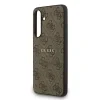 Husa spate Guess din piele PU 4G cu inel colorat MagSafe pentru Samsung Galaxy S25 FE, maro