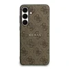 Husa spate Guess din piele PU 4G cu inel colorat MagSafe pentru Samsung Galaxy S25 FE, maro