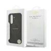 Husa spate Guess din piele PU 4G cu inel colorat MagSafe pentru Samsung Galaxy S25 FE, neagră
