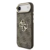 Husa spate Guess din piele PU 4G cu logo metalic, cadru auriu, pentru iPhone Air, maro
