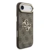 Husa spate Guess din piele PU 4G cu logo metalic, cadru auriu, pentru iPhone Air, maro