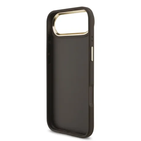 Husa spate Guess din piele PU 4G cu logo metalic, cadru auriu, pentru iPhone Air, maro