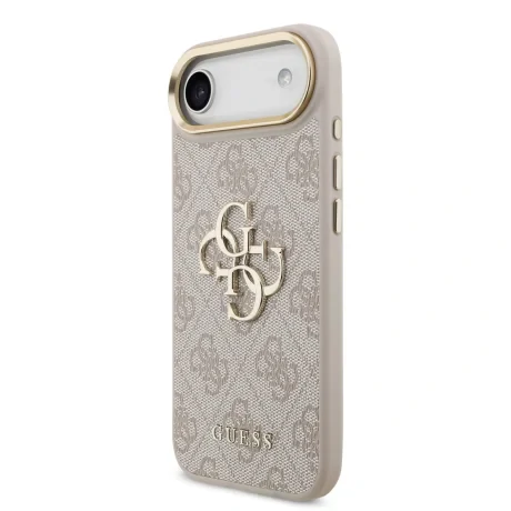 Husa spate Guess din piele PU 4G cu logo metalic, cadru auriu, pentru iPhone Air, roz
