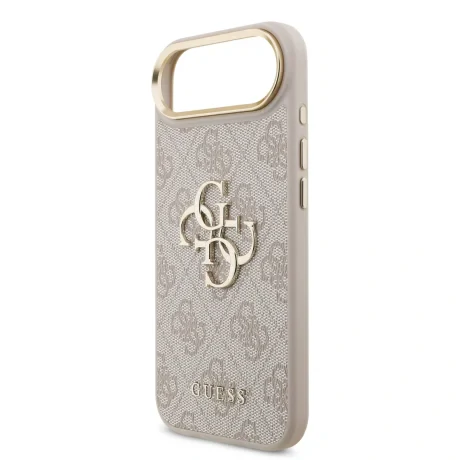 Husa spate Guess din piele PU 4G cu logo metalic, cadru auriu, pentru iPhone Air, roz