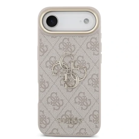 Husa spate Guess din piele PU 4G cu logo metalic, cadru auriu, pentru iPhone Air, roz