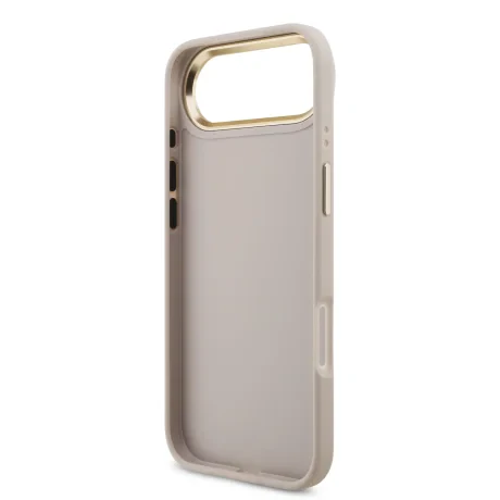 Husa spate Guess din piele PU 4G cu logo metalic, cadru auriu, pentru iPhone Air, roz