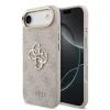 Husa spate Guess din piele PU 4G cu logo metalic, cadru auriu, pentru iPhone Air, roz