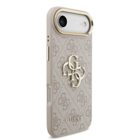 Husa spate Guess din piele PU 4G cu logo metalic, cadru auriu, pentru iPhone Air, roz