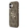 Husa spate Guess din piele PU 4G cu logo metalic și ramă aurie pentru iPhone 17, maro
