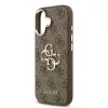 Husa spate Guess din piele PU 4G cu logo metalic și ramă aurie pentru iPhone 17, maro