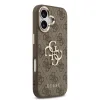 Husa spate Guess din piele PU 4G cu logo metalic și ramă aurie pentru iPhone 17, maro