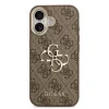 Husa spate Guess din piele PU 4G cu logo metalic și ramă aurie pentru iPhone 17, maro