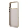 Husa spate Guess din piele PU 4G cu logo metalic și ramă aurie pentru iPhone 17 Pro Max, roz