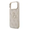 Husa spate Guess din piele PU 4G cu logo metalic și ramă aurie pentru iPhone 17 Pro Max, roz