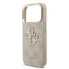 Husa spate Guess din piele PU 4G cu logo metalic și ramă aurie pentru iPhone 17 Pro, roz