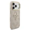 Husa spate Guess din piele PU 4G cu logo metalic și ramă aurie pentru iPhone 17 Pro, roz