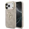 Husa spate Guess din piele PU 4G cu logo metalic și ramă aurie pentru iPhone 17 Pro, roz