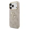 Husa spate Guess din piele PU 4G cu logo metalic și ramă aurie pentru iPhone 17 Pro, roz