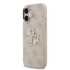 Husa spate Guess din piele PU 4G cu logo metalic și ramă aurie pentru iPhone 17, roz