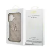 Husa spate Guess din piele PU 4G cu logo metalic și ramă aurie pentru iPhone 17, roz
