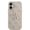 Husa spate Guess din piele PU 4G cu logo metalic și ramă aurie pentru iPhone 17, roz