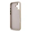 Husa spate Guess din piele PU 4G cu logo metalic și ramă aurie pentru iPhone 17, roz
