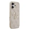 Husa spate Guess din piele PU 4G cu logo metalic și ramă aurie pentru iPhone 17, roz
