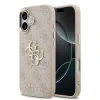Husa spate Guess din piele PU 4G cu logo metalic și ramă aurie pentru iPhone 17, roz