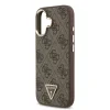 Husa spate Guess din piele PU 4G cu logo triunghiular și ramă aurie MagSafe pentru iPhone 17, maro