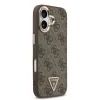 Husa spate Guess din piele PU 4G cu logo triunghiular și ramă aurie MagSafe pentru iPhone 17, maro