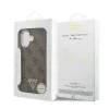 Husa spate Guess din piele PU 4G cu logo triunghiular și ramă aurie MagSafe pentru iPhone 17, maro
