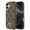 Husa spate Guess din piele PU 4G cu logo triunghiular și ramă aurie MagSafe pentru iPhone 17, maro