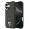 Husa spate Guess din piele PU 4G cu logo triunghiular și ramă aurie MagSafe pentru iPhone 17, neagră