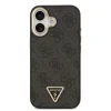 Husa spate Guess din piele PU 4G cu logo triunghiular și ramă aurie MagSafe pentru iPhone 17, neagră