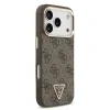 Husă spate Guess din piele PU 4G cu logo triunghiular și ramă aurie MagSafe pentru iPhone 17 Pro, maro