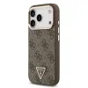 Husă spate Guess din piele PU 4G cu logo triunghiular și ramă aurie MagSafe pentru iPhone 17 Pro, maro