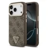 Husă spate Guess din piele PU 4G cu logo triunghiular și ramă aurie MagSafe pentru iPhone 17 Pro, maro