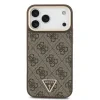 Husă spate Guess din piele PU 4G cu logo triunghiular și ramă aurie MagSafe pentru iPhone 17 Pro Max, maro