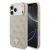 Husă spate Guess din piele PU 4G cu logo triunghiular și ramă aurie MagSafe pentru iPhone 17 Pro Max, roz