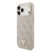 Husă spate Guess din piele PU 4G cu logo triunghiular și ramă aurie MagSafe pentru iPhone 17 Pro Max, roz