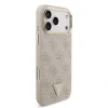 Husă spate Guess din piele PU 4G cu logo triunghiular și ramă aurie MagSafe pentru iPhone 17 Pro Max, roz