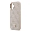 Husă spate Guess din piele PU 4G cu logo triunghiular și ramă aurie MagSafe pentru iPhone 17, roz