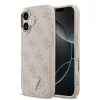 Husă spate Guess din piele PU 4G cu logo triunghiular și ramă aurie MagSafe pentru iPhone 17, roz
