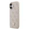 Husă spate Guess din piele PU 4G cu logo triunghiular și ramă aurie MagSafe pentru iPhone 17, roz