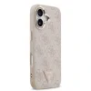 Husă spate Guess din piele PU 4G cu logo triunghiular și ramă aurie MagSafe pentru iPhone 17, roz