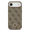 Husa spate Guess din piele PU 4G cu logo triunghiular și ramă aurie MagSafe pentru iPhone Air, maro