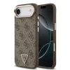 Husa spate Guess din piele PU 4G cu logo triunghiular și ramă aurie MagSafe pentru iPhone Air, maro