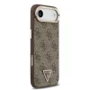 Husa spate Guess din piele PU 4G cu logo triunghiular și ramă aurie MagSafe pentru iPhone Air, maro
